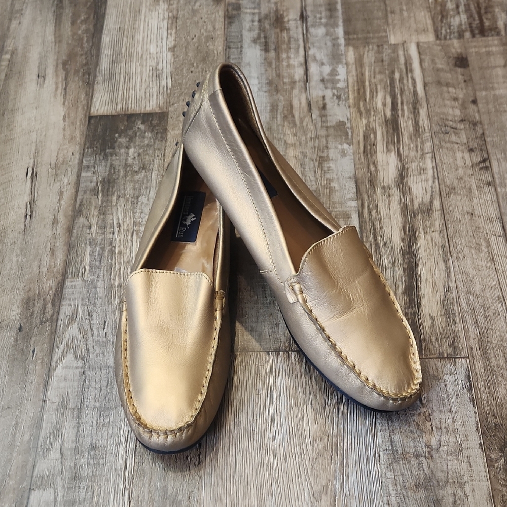 Hunters Club Womens Gold Slip On Driving Shoe Size 10/10.5 Loafer Casual Comfort